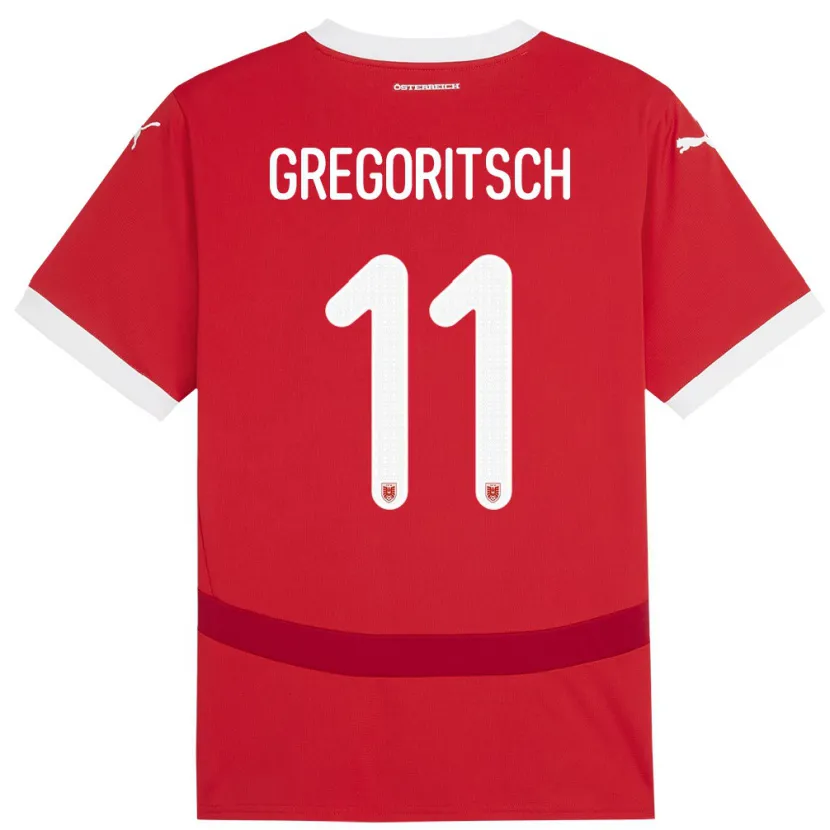 Danxen Kinderen Oostenrijk Michael Gregoritsch #11 Rood Thuisshirt Thuistenue 24-26 T-Shirt
