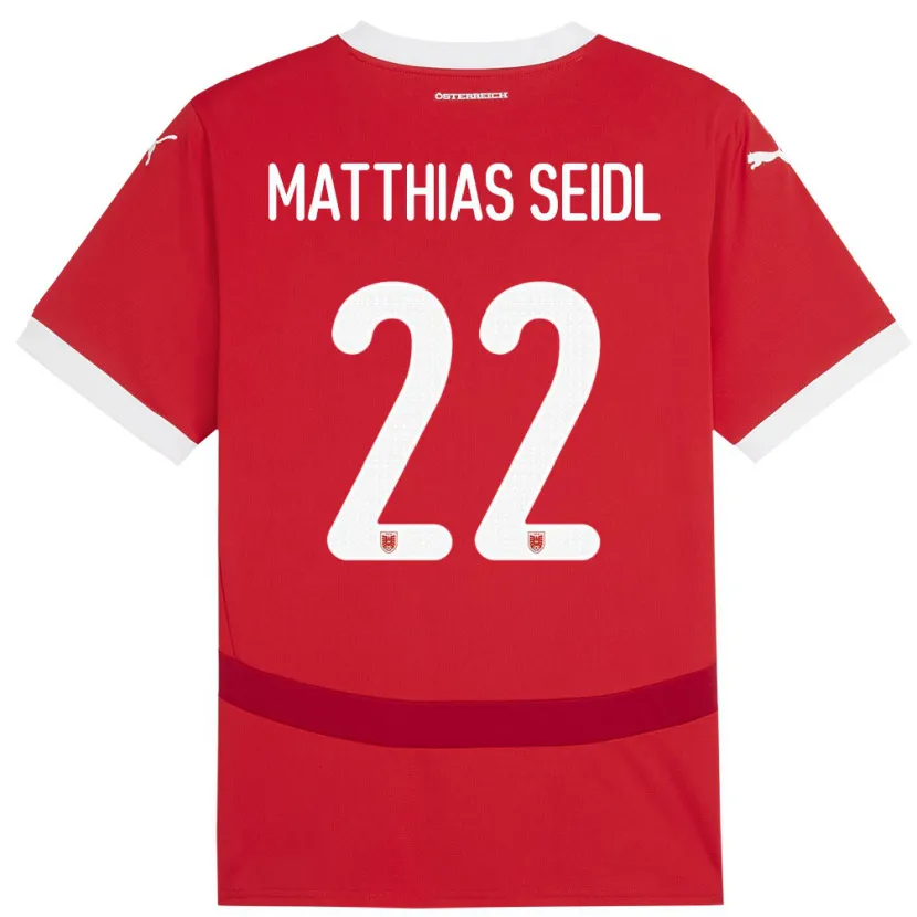 Danxen Kinderen Oostenrijk Matthias Seidl #22 Rood Thuisshirt Thuistenue 24-26 T-Shirt