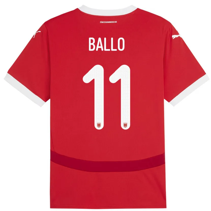 Danxen Kinderen Oostenrijk Thierno Ballo #11 Rood Thuisshirt Thuistenue 24-26 T-Shirt