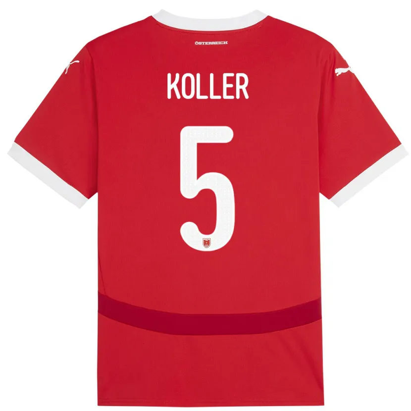 Danxen Kinderen Oostenrijk Paul Koller #5 Rood Thuisshirt Thuistenue 24-26 T-Shirt