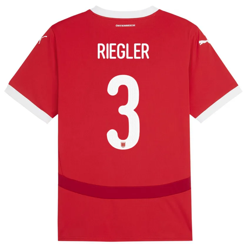 Danxen Kinderen Oostenrijk David Riegler #3 Rood Thuisshirt Thuistenue 24-26 T-Shirt
