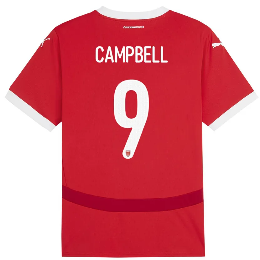 Danxen Kinderen Oostenrijk Eileen Campbell #9 Rood Thuisshirt Thuistenue 24-26 T-Shirt