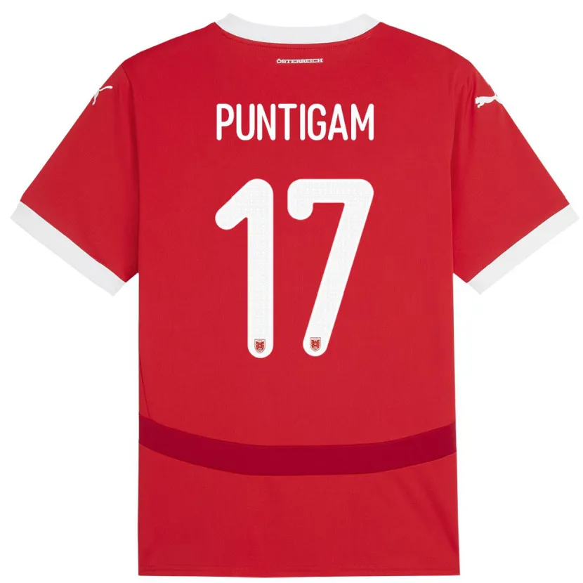 Danxen Kinderen Oostenrijk Sarah Puntigam #17 Rood Thuisshirt Thuistenue 24-26 T-Shirt