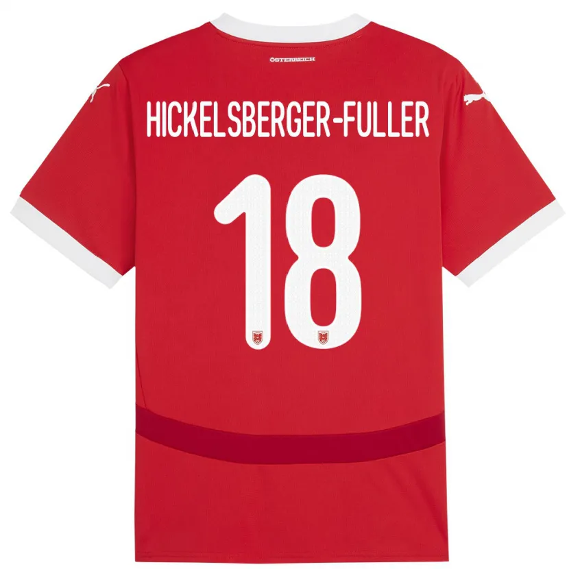 Danxen Kinderen Oostenrijk Julia Hickelsberger-Füller #18 Rood Thuisshirt Thuistenue 24-26 T-Shirt