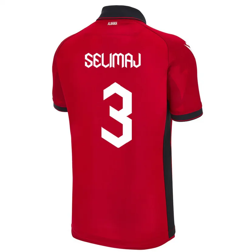 Danxen Kinderen Albanië Ermis Selimaj #3 Rood Thuisshirt Thuistenue 24-26 T-Shirt