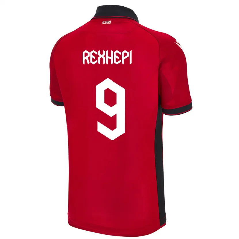 Danxen Kinderen Albanië Arlind Rexhepi #9 Rood Thuisshirt Thuistenue 24-26 T-Shirt