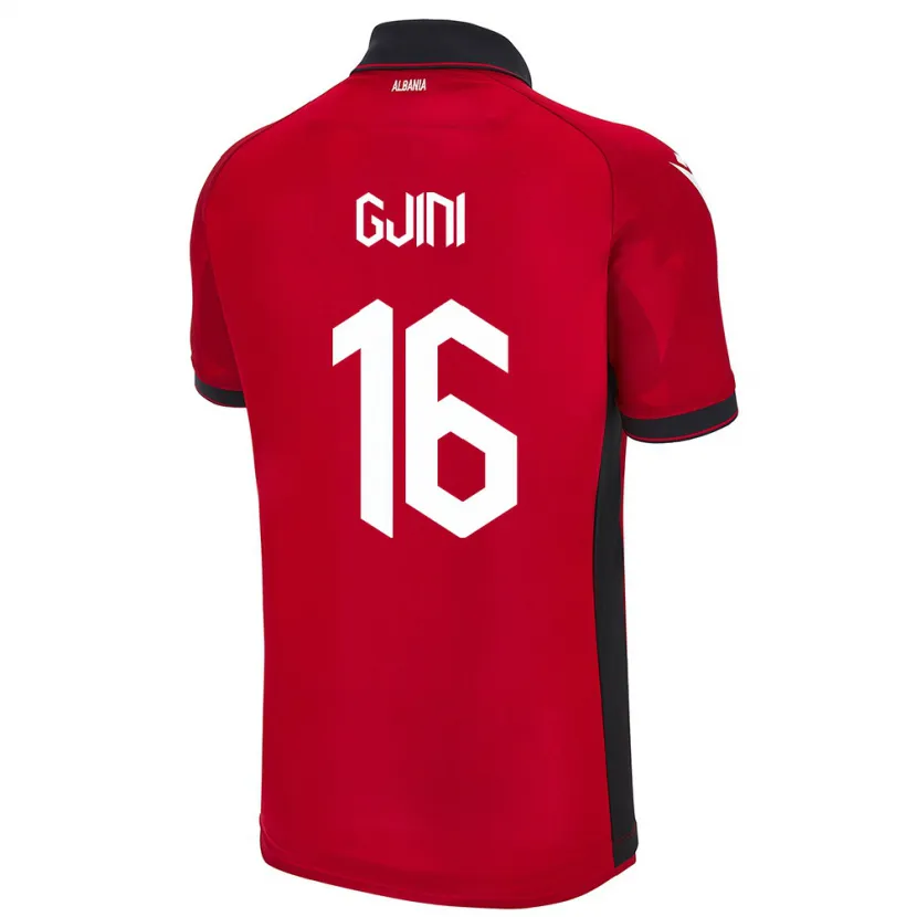 Danxen Kinderen Albanië Luçije Gjini #16 Rood Thuisshirt Thuistenue 24-26 T-Shirt