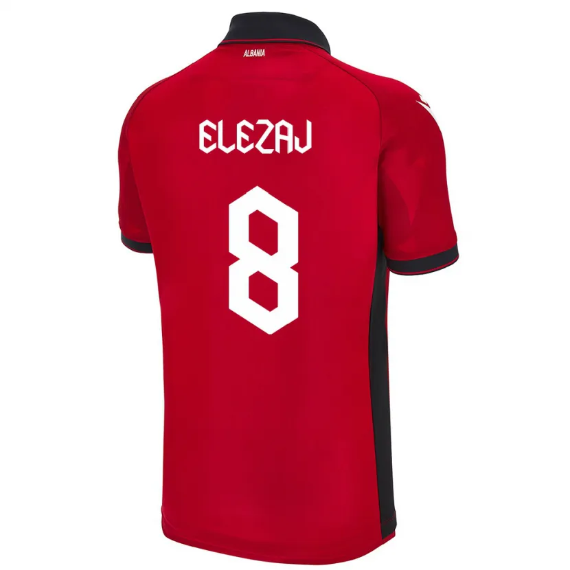 Danxen Kinderen Albanië Endrina Elezaj #8 Rood Thuisshirt Thuistenue 24-26 T-Shirt