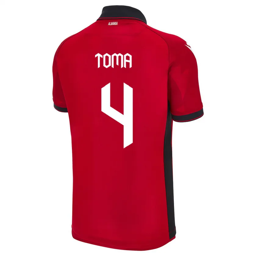 Danxen Kinderen Albanië Stella Toma #4 Rood Thuisshirt Thuistenue 24-26 T-Shirt