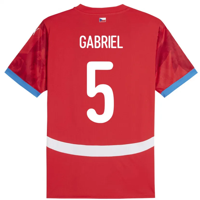 Danxen Kinderen Tsjechië Adam Gabriel #5 Rood Thuisshirt Thuistenue 24-26 T-Shirt