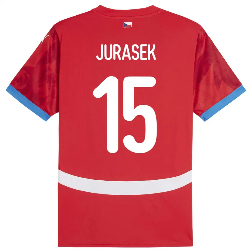 Danxen Kinderen Tsjechië David Jurásek #15 Rood Thuisshirt Thuistenue 24-26 T-Shirt