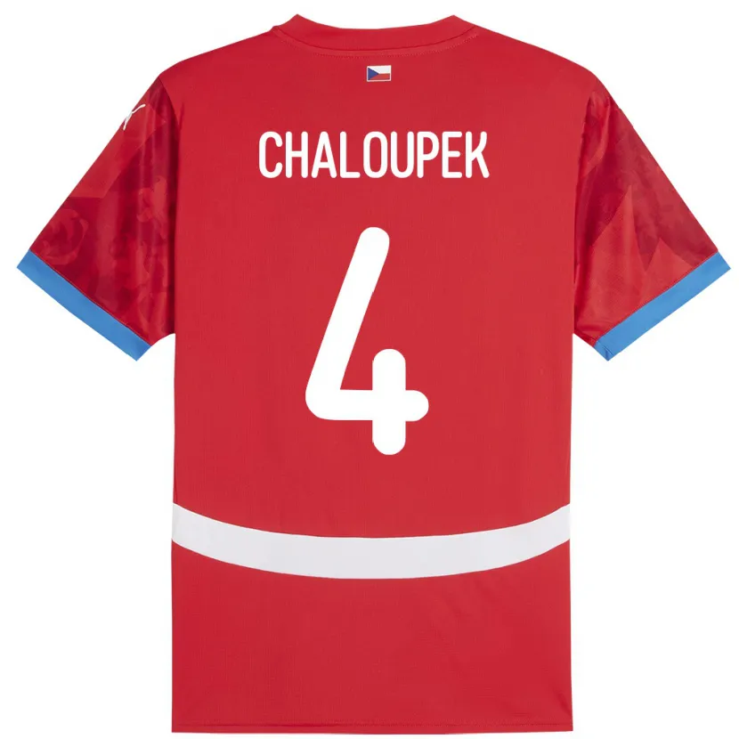 Danxen Kinderen Tsjechië Stepan Chaloupek #4 Rood Thuisshirt Thuistenue 24-26 T-Shirt