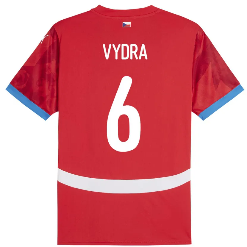 Danxen Kinderen Tsjechië Patrik Vydra #6 Rood Thuisshirt Thuistenue 24-26 T-Shirt