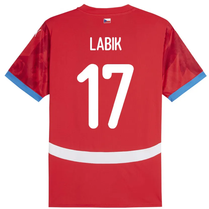 Danxen Kinderen Tsjechië Albert Labik #17 Rood Thuisshirt Thuistenue 24-26 T-Shirt