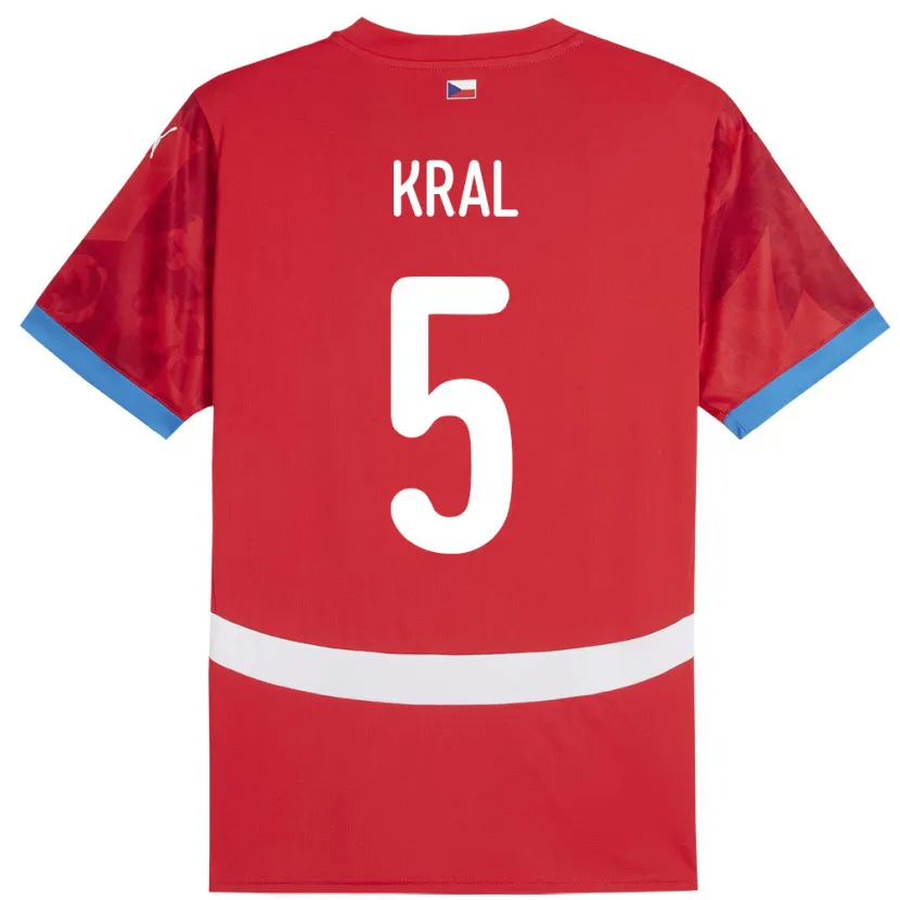 Danxen Kinderen Tsjechië Tomas Kral #5 Rood Thuisshirt Thuistenue 24-26 T-Shirt