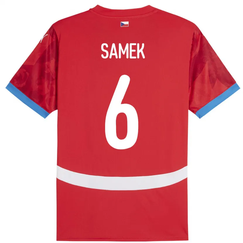 Danxen Kinderen Tsjechië Daniel Samek #6 Rood Thuisshirt Thuistenue 24-26 T-Shirt