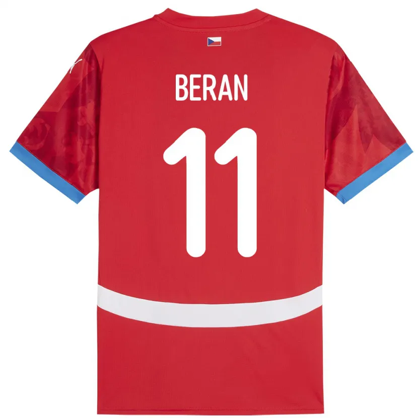 Danxen Kinderen Tsjechië Stepan Beran #11 Rood Thuisshirt Thuistenue 24-26 T-Shirt
