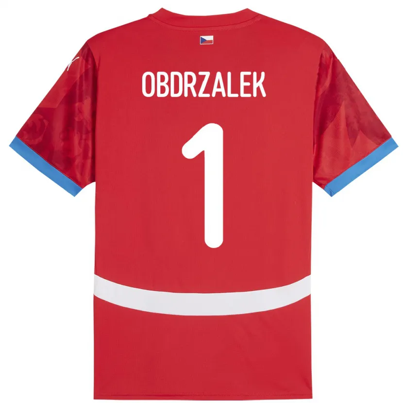 Danxen Kinderen Tsjechië Marek Obdrzalek #1 Rood Thuisshirt Thuistenue 24-26 T-Shirt
