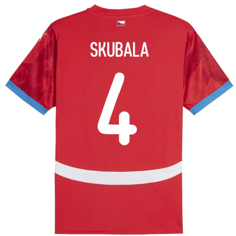 Danxen Kinderen Tsjechië Tomas Skubala #4 Rood Thuisshirt Thuistenue 24-26 T-Shirt