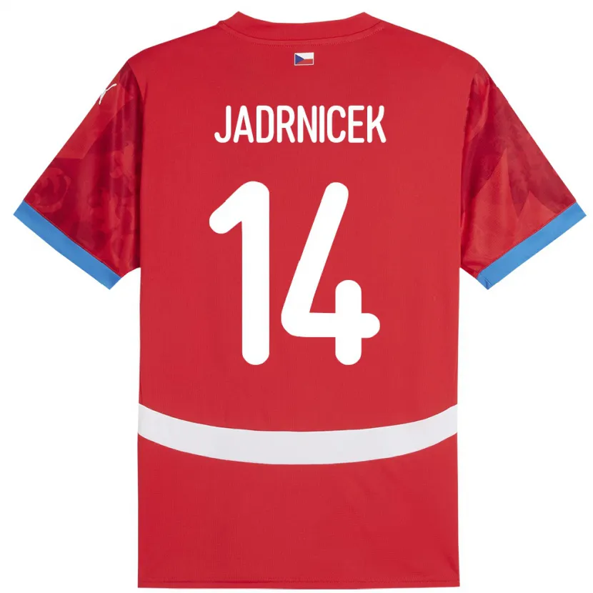 Danxen Kinderen Tsjechië Nikola Jadrnicek #14 Rood Thuisshirt Thuistenue 24-26 T-Shirt