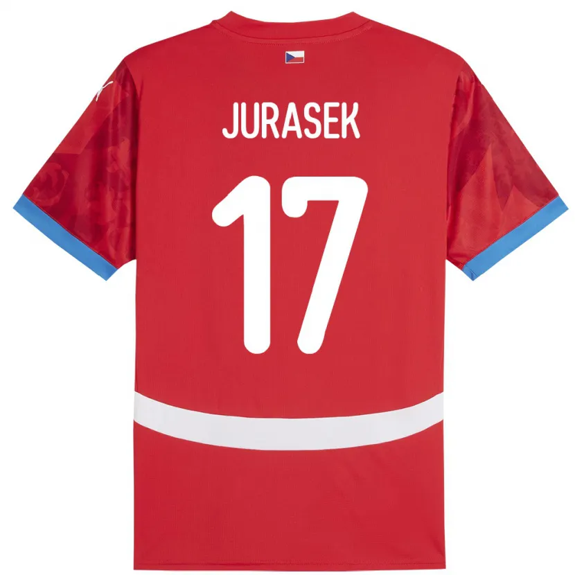 Danxen Kinderen Tsjechië Patrik Jurasek #17 Rood Thuisshirt Thuistenue 24-26 T-Shirt