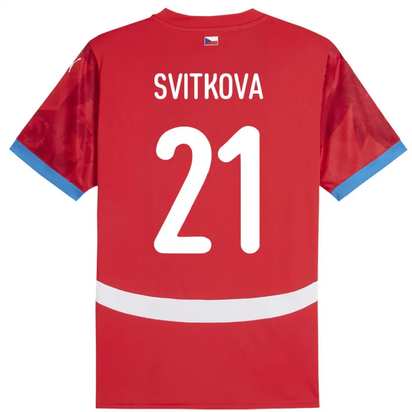 Danxen Kinderen Tsjechië Kateřina Svitková #21 Rood Thuisshirt Thuistenue 24-26 T-Shirt