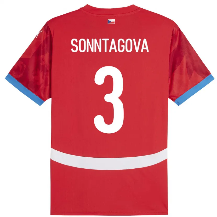 Danxen Kinderen Tsjechië Eliška Sonntagová #3 Rood Thuisshirt Thuistenue 24-26 T-Shirt