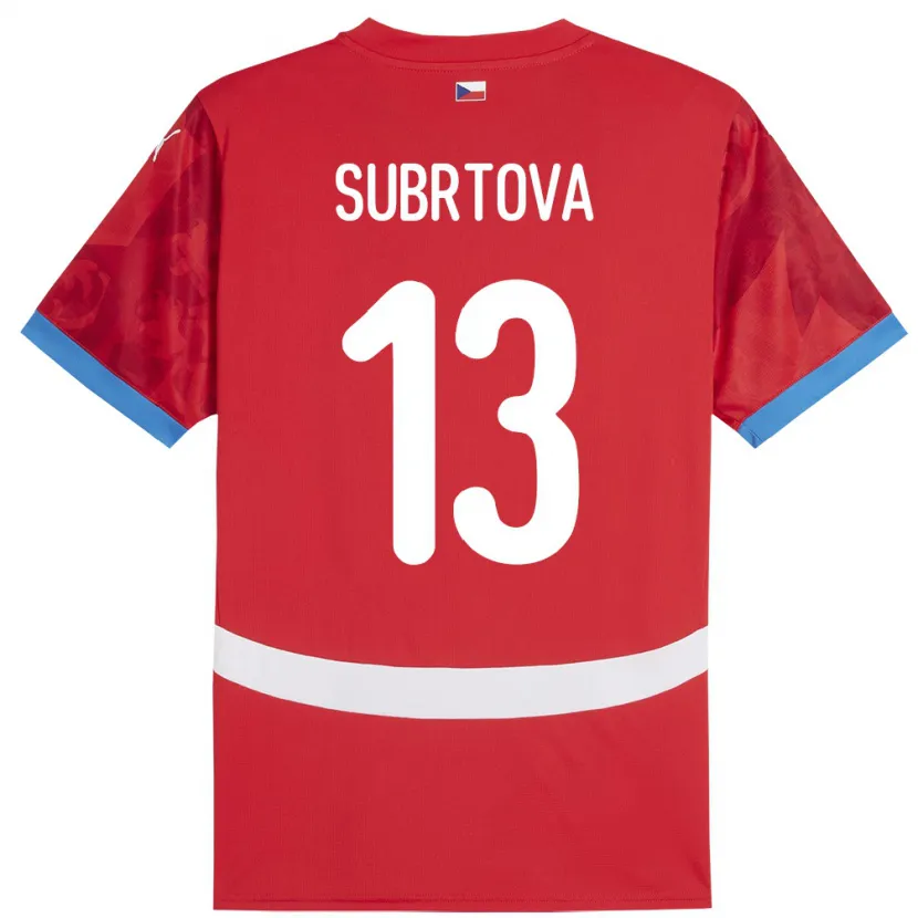 Danxen Kinderen Tsjechië Anna Šubrtová #13 Rood Thuisshirt Thuistenue 24-26 T-Shirt