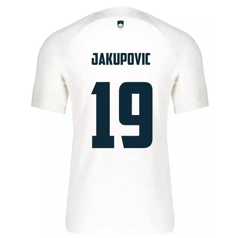 Danxen Kinderen Slovenië Aldin Jakupovic #19 Wit Thuisshirt Thuistenue 24-26 T-Shirt