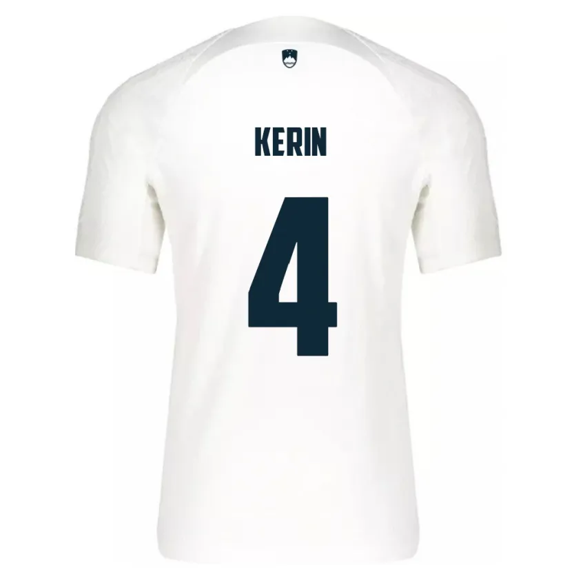 Danxen Kinderen Slovenië Mark Kerin #4 Wit Thuisshirt Thuistenue 24-26 T-Shirt