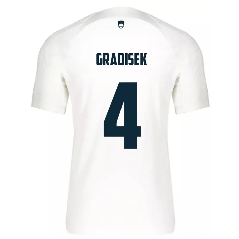 Danxen Kinderen Slovenië Sara Gradišek #4 Wit Thuisshirt Thuistenue 24-26 T-Shirt