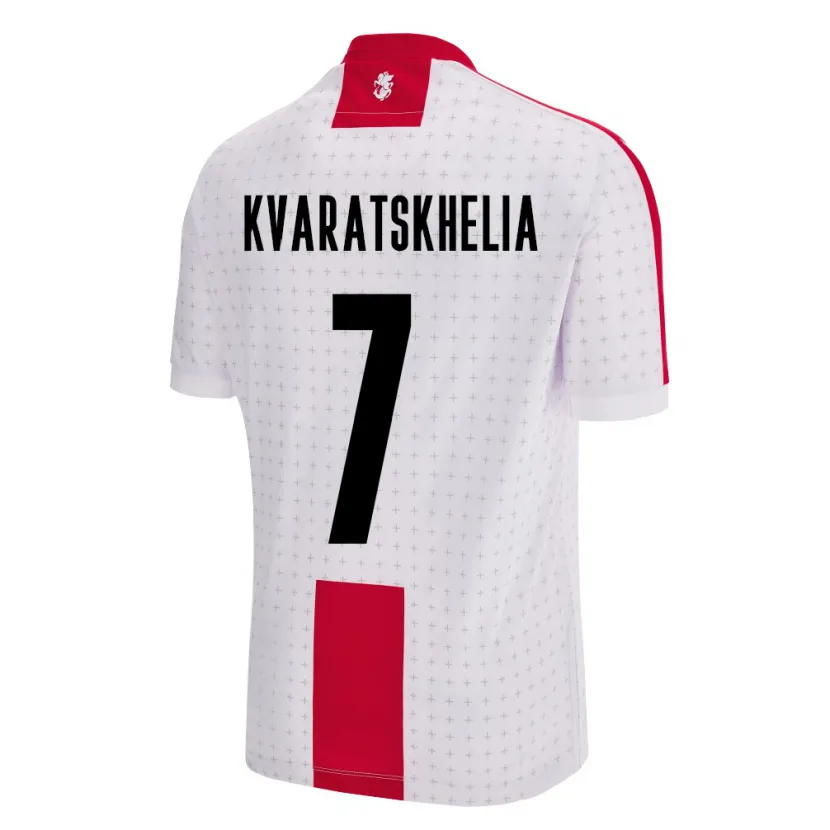 Danxen Kinderen Georgia Khvicha Kvaratskhelia #7 Wit Thuisshirt Thuistenue 24-26 T-Shirt