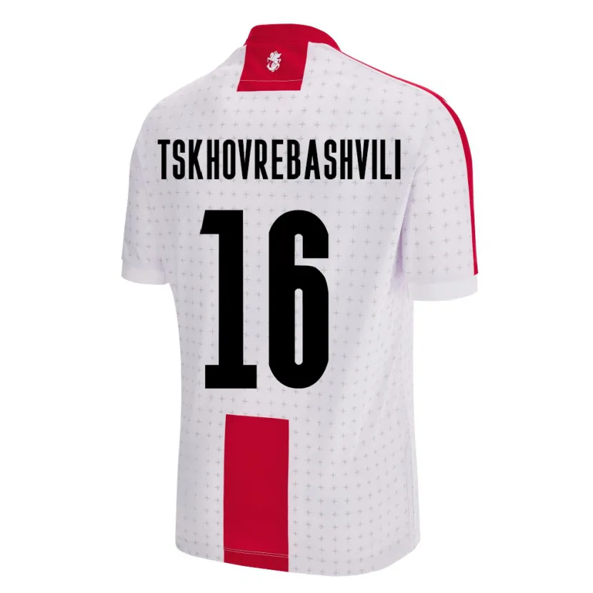Danxen Kinderen Georgia Nikoloz Tskhovrebashvili #16 Wit Thuisshirt Thuistenue 24-26 T-Shirt