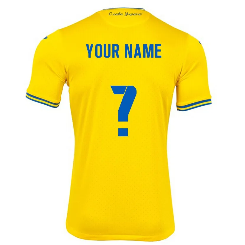 Danxen Kinderen Oekraïne Uw Naam #0 Geel Thuisshirt Thuistenue 24-26 T-Shirt