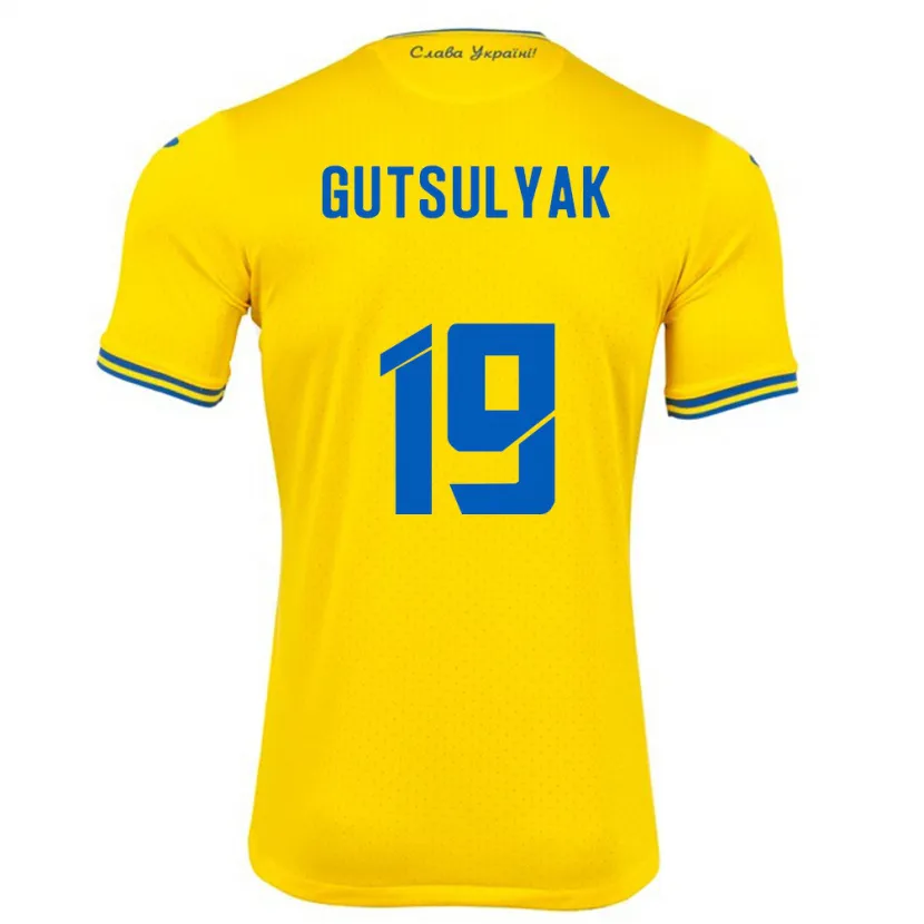 Danxen Kinderen Oekraïne Oleksiy Gutsulyak #19 Geel Thuisshirt Thuistenue 24-26 T-Shirt