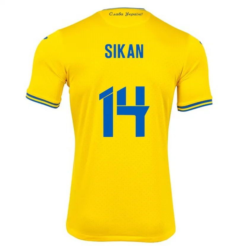 Danxen Kinderen Oekraïne Danylo Sikan #14 Geel Thuisshirt Thuistenue 24-26 T-Shirt
