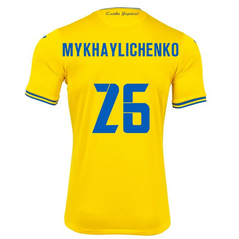 Danxen Kinderen Oekraïne Bogdan Mykhaylichenko #26 Geel Thuisshirt Thuistenue 24-26 T-Shirt