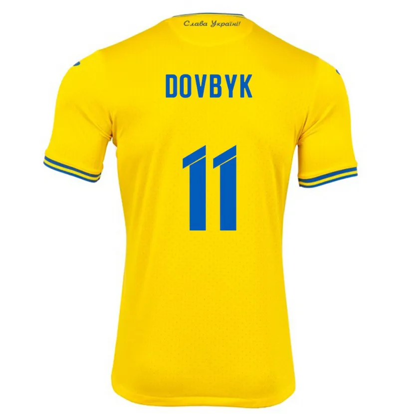 Danxen Kinderen Oekraïne Artem Dovbyk #11 Geel Thuisshirt Thuistenue 24-26 T-Shirt
