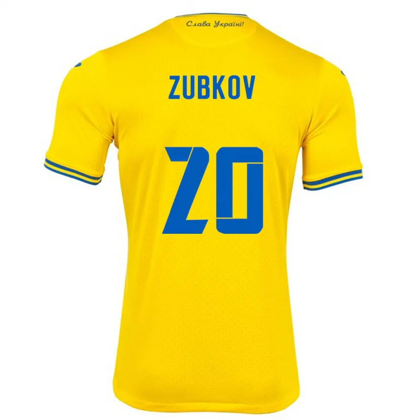 Danxen Kinderen Oekraïne Oleksandr Zubkov #20 Geel Thuisshirt Thuistenue 24-26 T-Shirt