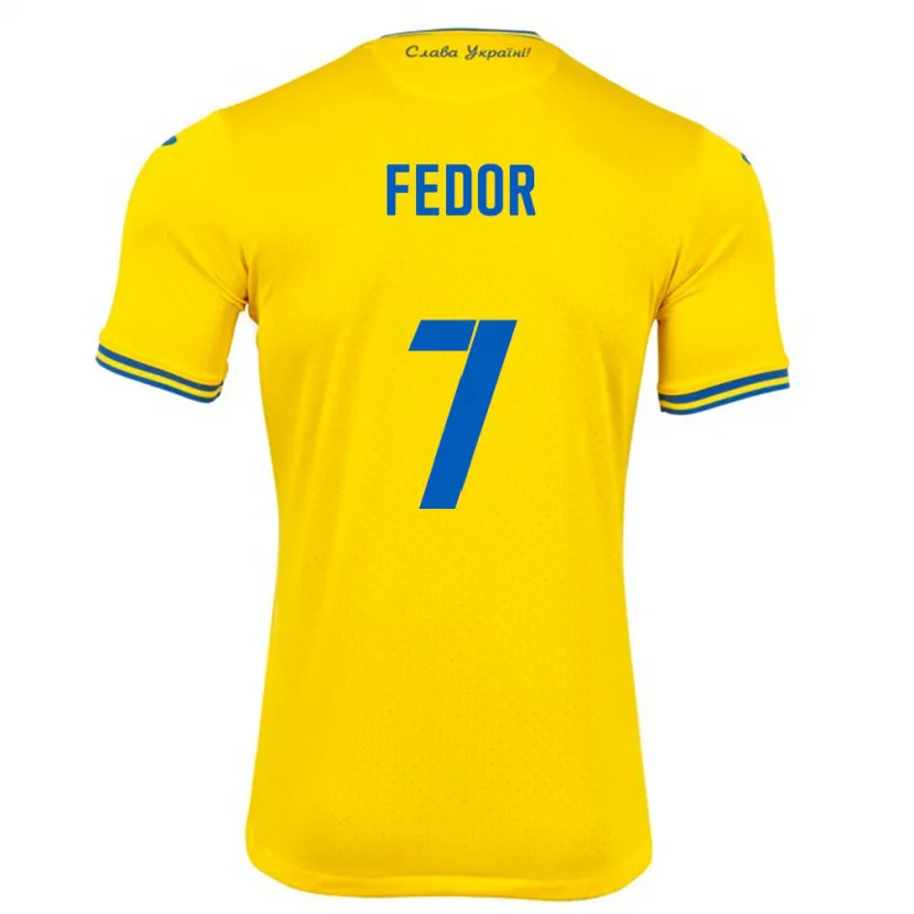 Danxen Kinderen Oekraïne Oleg Fedor #7 Geel Thuisshirt Thuistenue 24-26 T-Shirt