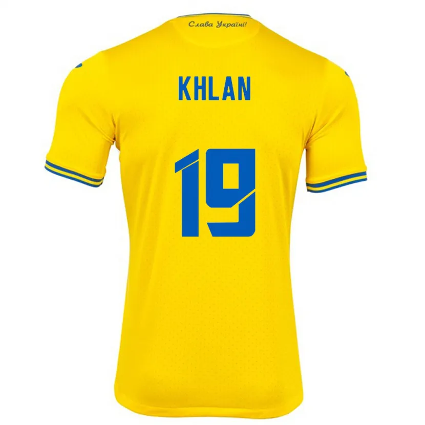 Danxen Kinderen Oekraïne Maksym Khlan #19 Geel Thuisshirt Thuistenue 24-26 T-Shirt
