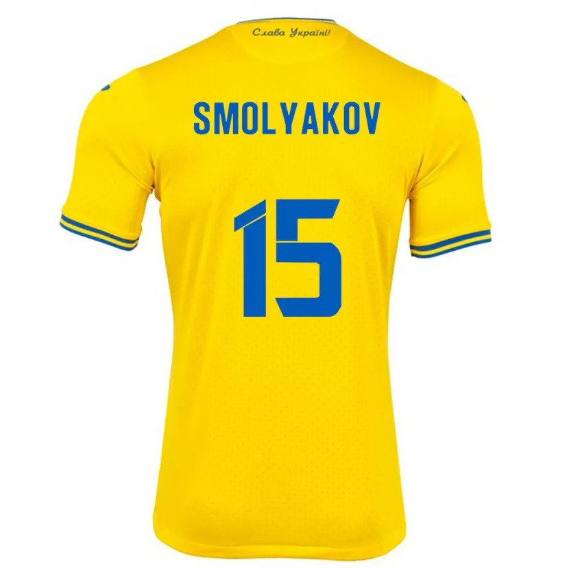 Danxen Kinderen Oekraïne Artem Smolyakov #15 Geel Thuisshirt Thuistenue 24-26 T-Shirt
