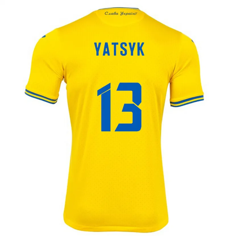 Danxen Kinderen Oekraïne Oleksandr Yatsyk #13 Geel Thuisshirt Thuistenue 24-26 T-Shirt