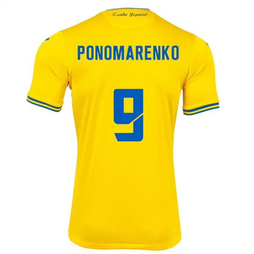 Danxen Kinderen Oekraïne Matviy Ponomarenko #9 Geel Thuisshirt Thuistenue 24-26 T-Shirt