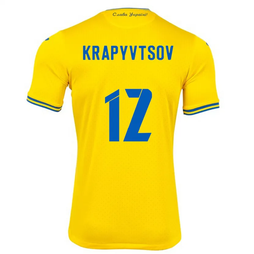 Danxen Kinderen Oekraïne Vladyslav Krapyvtsov #12 Geel Thuisshirt Thuistenue 24-26 T-Shirt