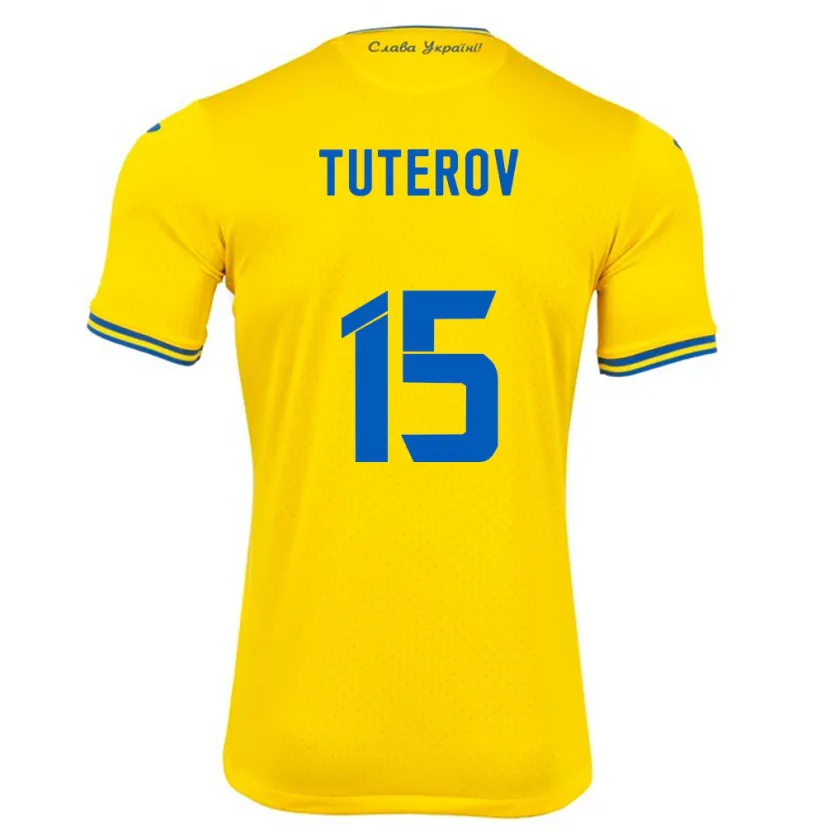 Danxen Kinderen Oekraïne Timur Tuterov #15 Geel Thuisshirt Thuistenue 24-26 T-Shirt