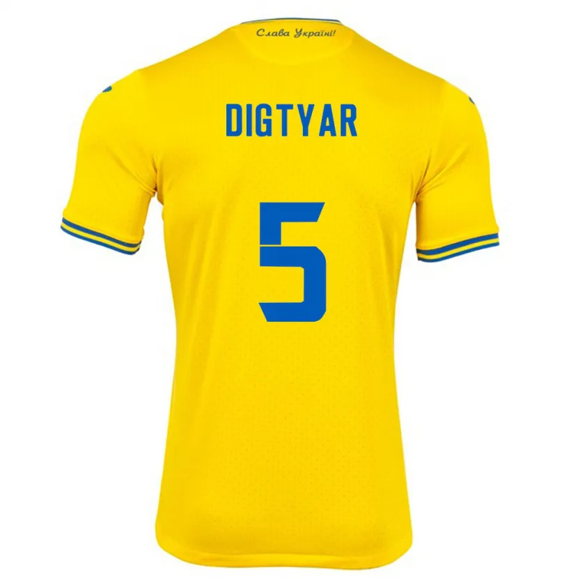 Danxen Kinderen Oekraïne Kyrylo Digtyar #5 Geel Thuisshirt Thuistenue 24-26 T-Shirt