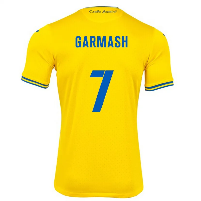 Danxen Kinderen Oekraïne Yevgen Garmash #7 Geel Thuisshirt Thuistenue 24-26 T-Shirt