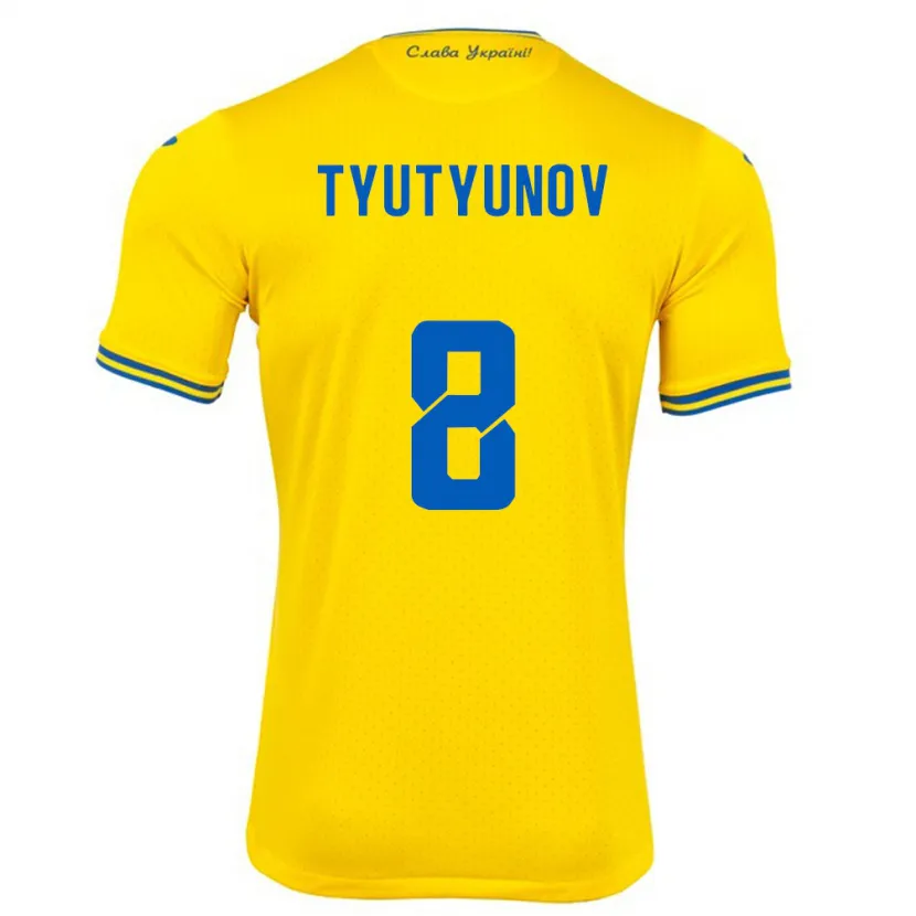 Danxen Kinderen Oekraïne Vladyslav Tyutyunov #8 Geel Thuisshirt Thuistenue 24-26 T-Shirt