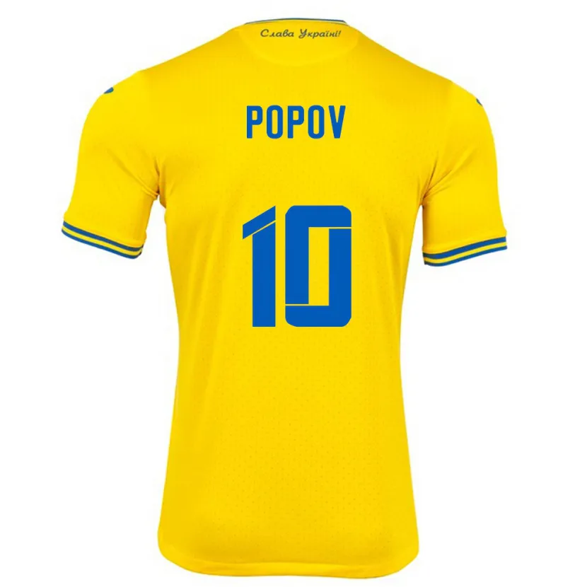 Danxen Kinderen Oekraïne Bogdan Popov #10 Geel Thuisshirt Thuistenue 24-26 T-Shirt